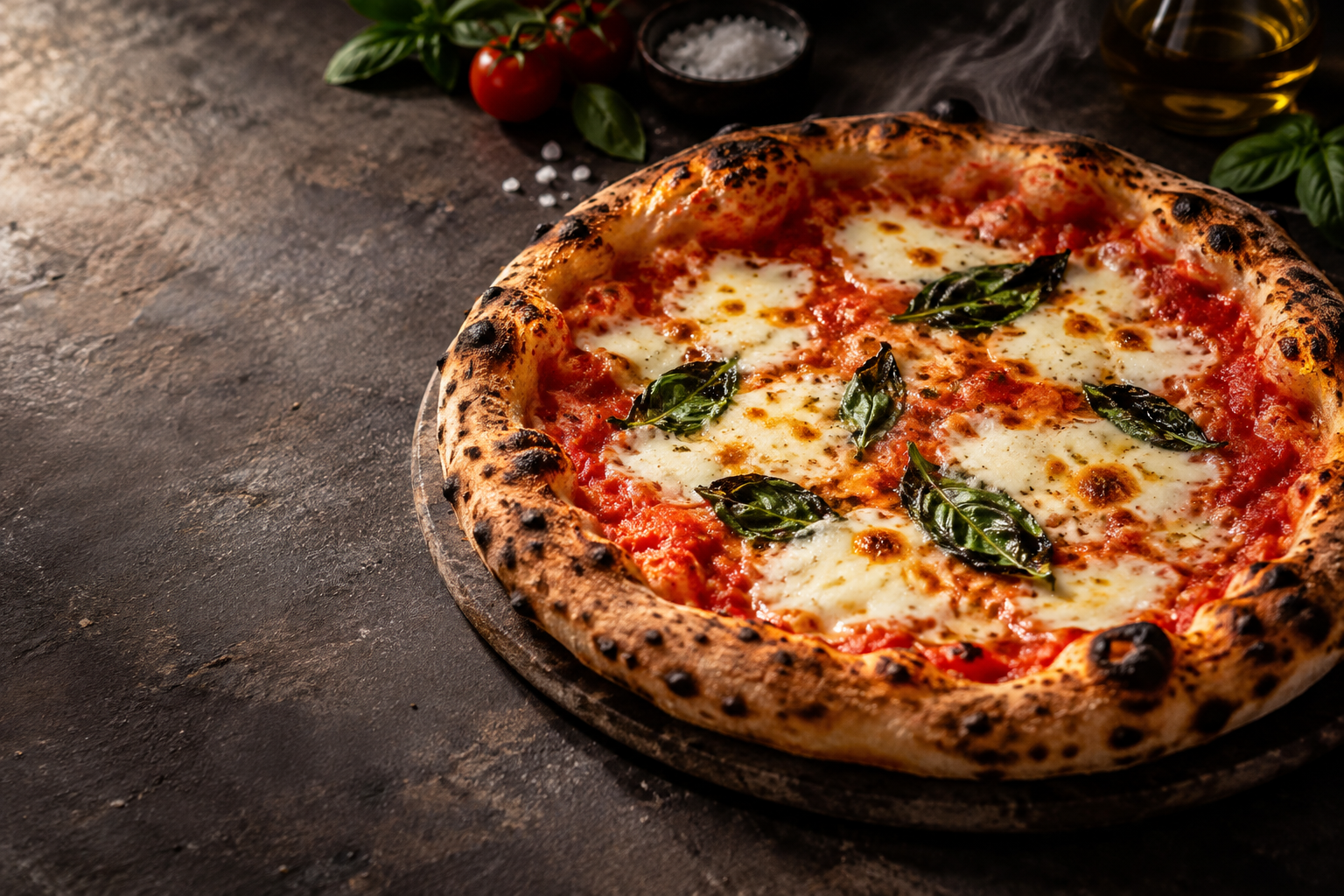 Frische italienische Pizza mit Mozzarella und Basilikum