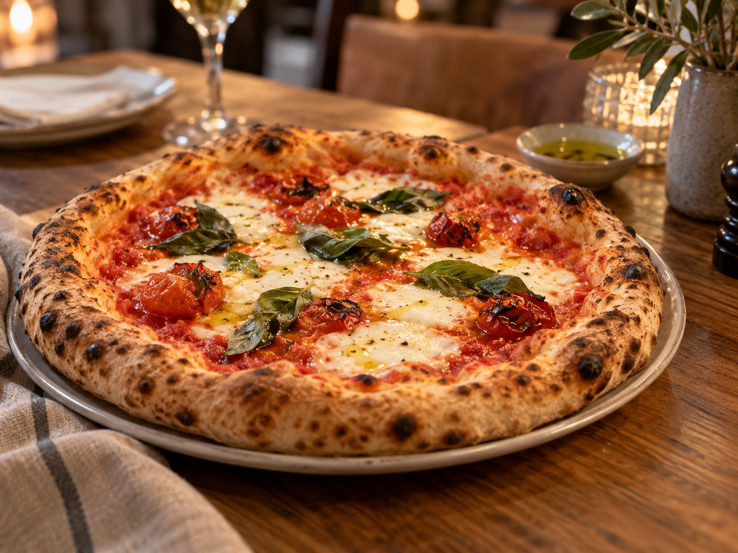 Frisch gebackene Pizza im Restaurant Portofino